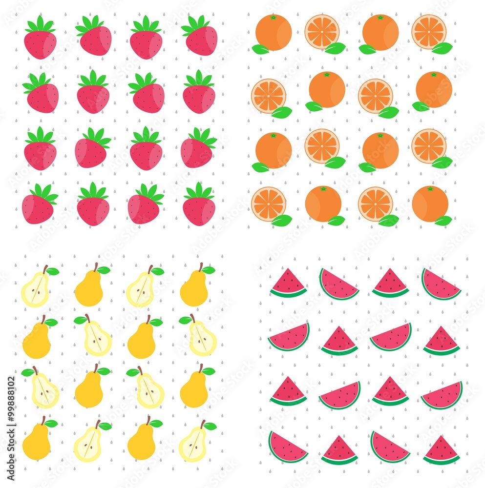 Fundos Frutas, morango, laranja, pera e melancia