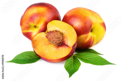 Nectarine Peach Fruits Isolated on White