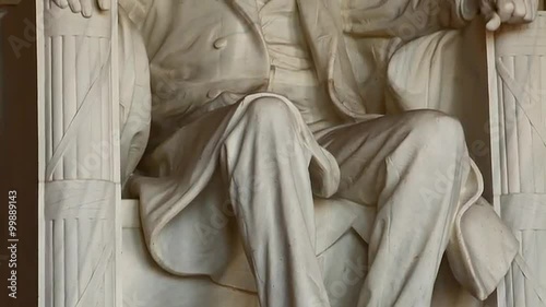 Iconic Abraham Lincoln statue inside the Lincoln Memorial in Washington DC.