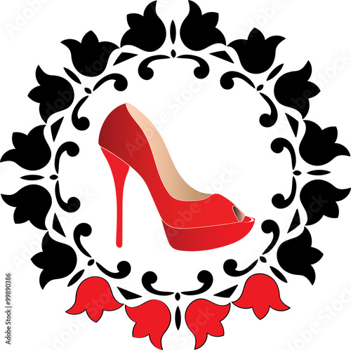 Vector red woman shoes logo 