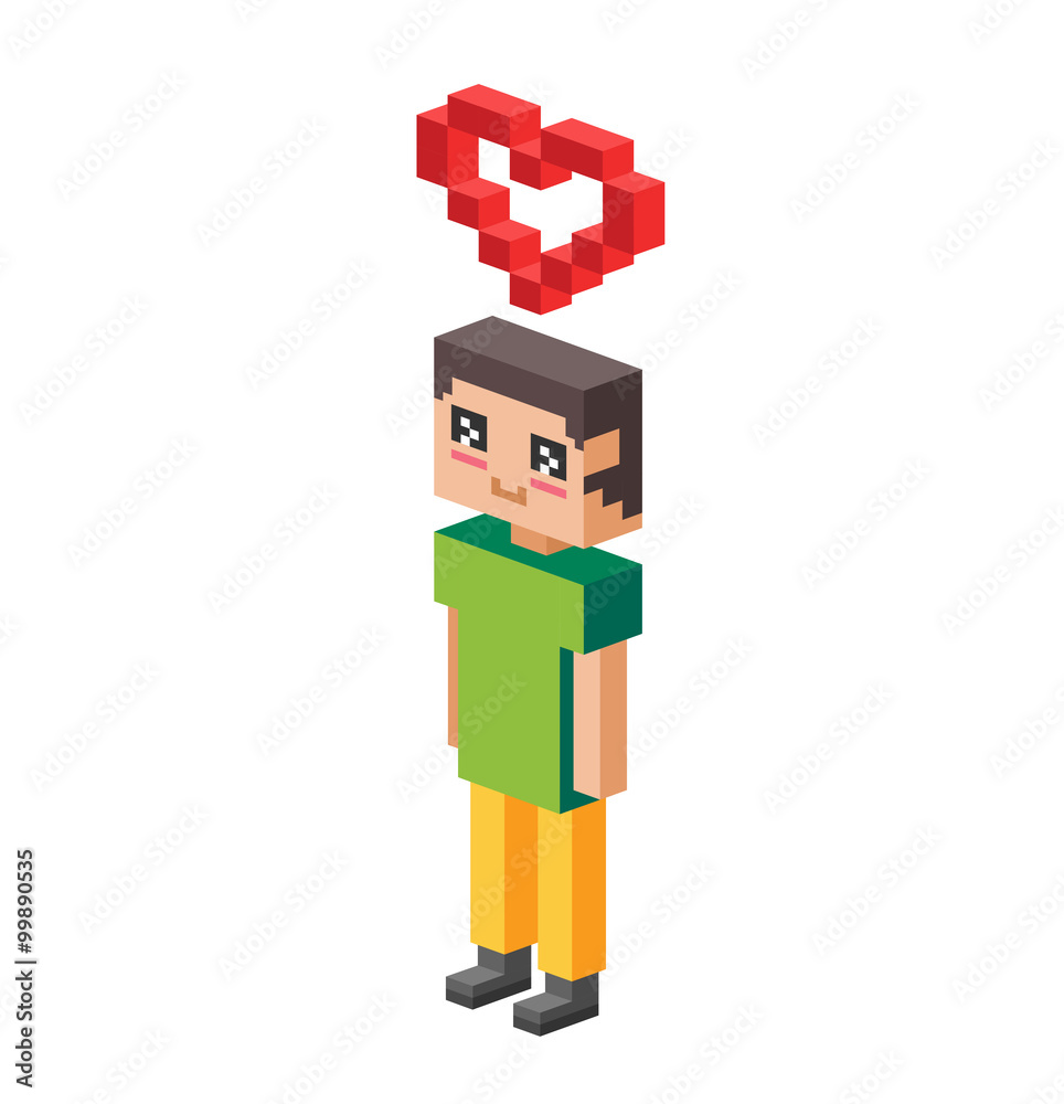 Cute cartoon boy with heart vector illustration Cute cartoon boy with heart vector illustration