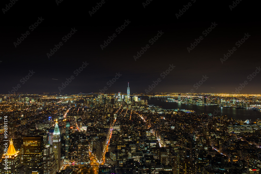 Manhattan night view from Empire State Building