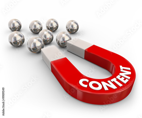 Magnet Content 3d Word Attracting Readers Visitors Customers Aud photo