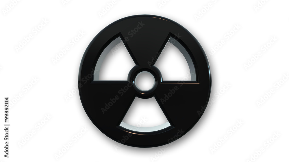 Black metallic radioactive symbol isolated on white background Black metallic radioactive symbol isolated on white background