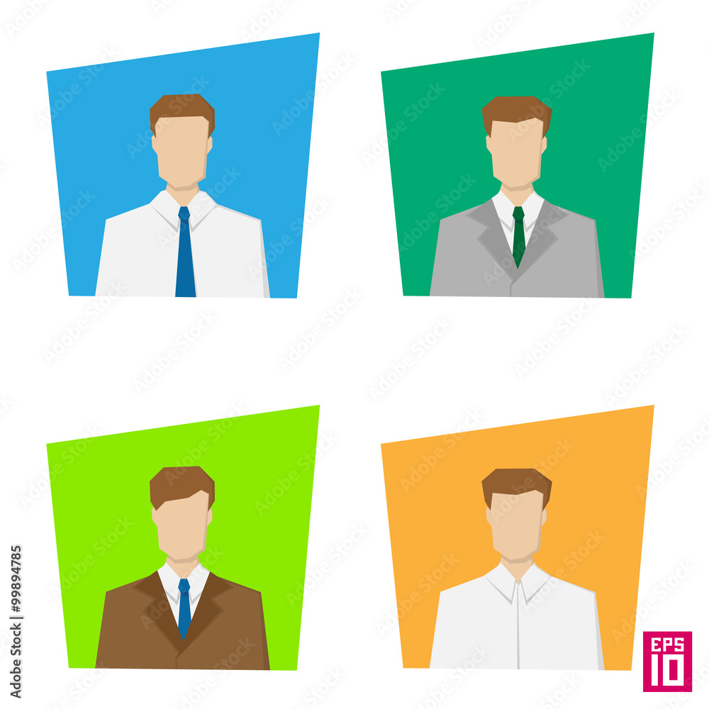 Colorful men rectangle avatars. Business styled persons with strict dress code.
Colorful men rectangle avatars. Business styled persons with strict dress code.