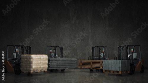 Forklift with building materials photo