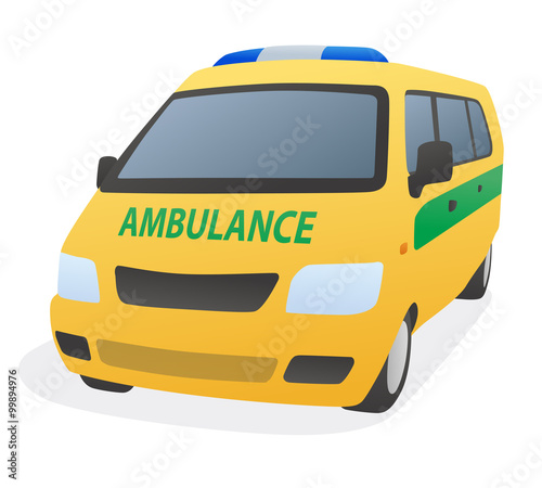 ambulance car, front view, vector illustration