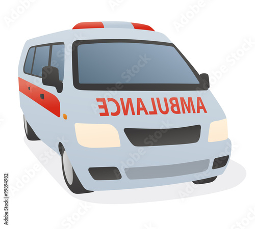 ambulance car, front view, vector illustration