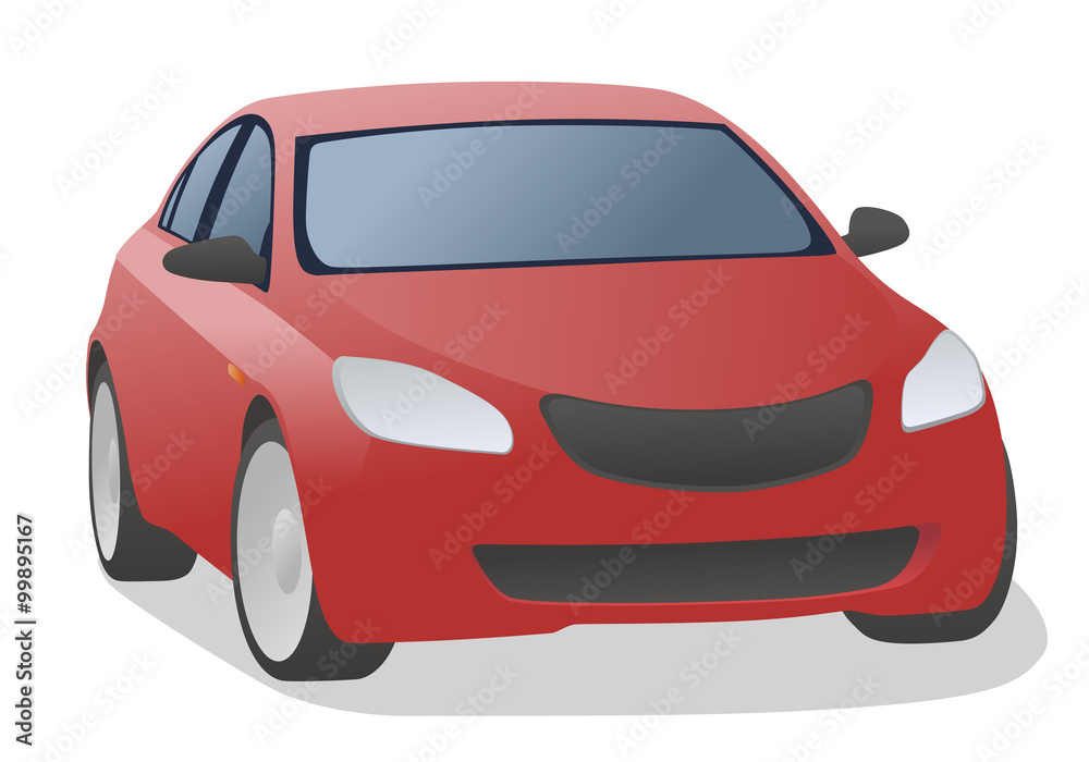 red car, front view, vector illustration