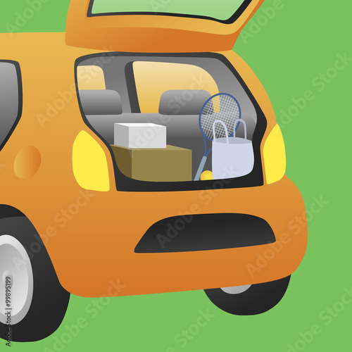 hatchback car that open rear hatch, vector illustration photo