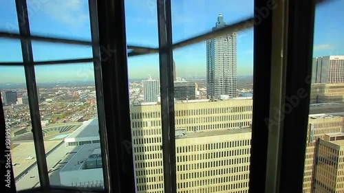 A static shot of the Suntrust Plaza while going up in a moving elevator. photo