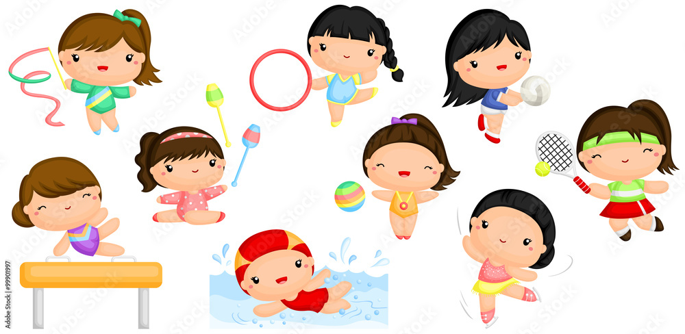 Girl Sports vector Set Girl Sports vector Set