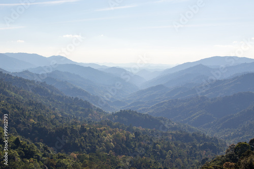 range of rain forest mountain in Thailand background