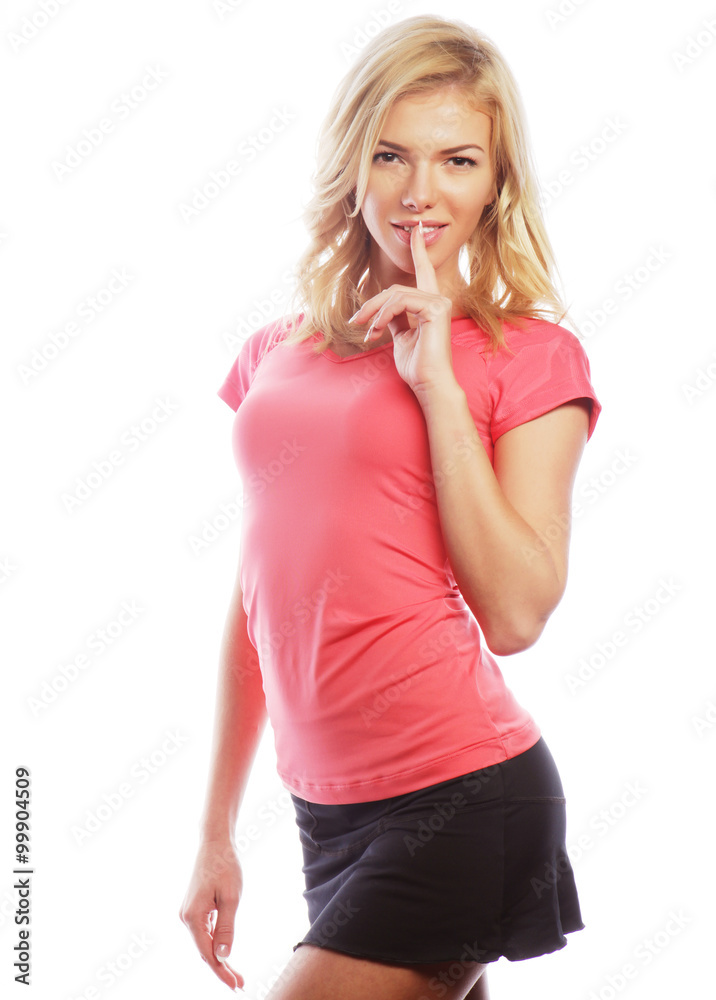 young blond woman wearing sports clothes young blond woman wearing sports clothes