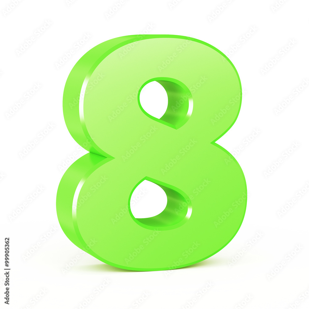 three-dimensional number in green three-dimensional number in green