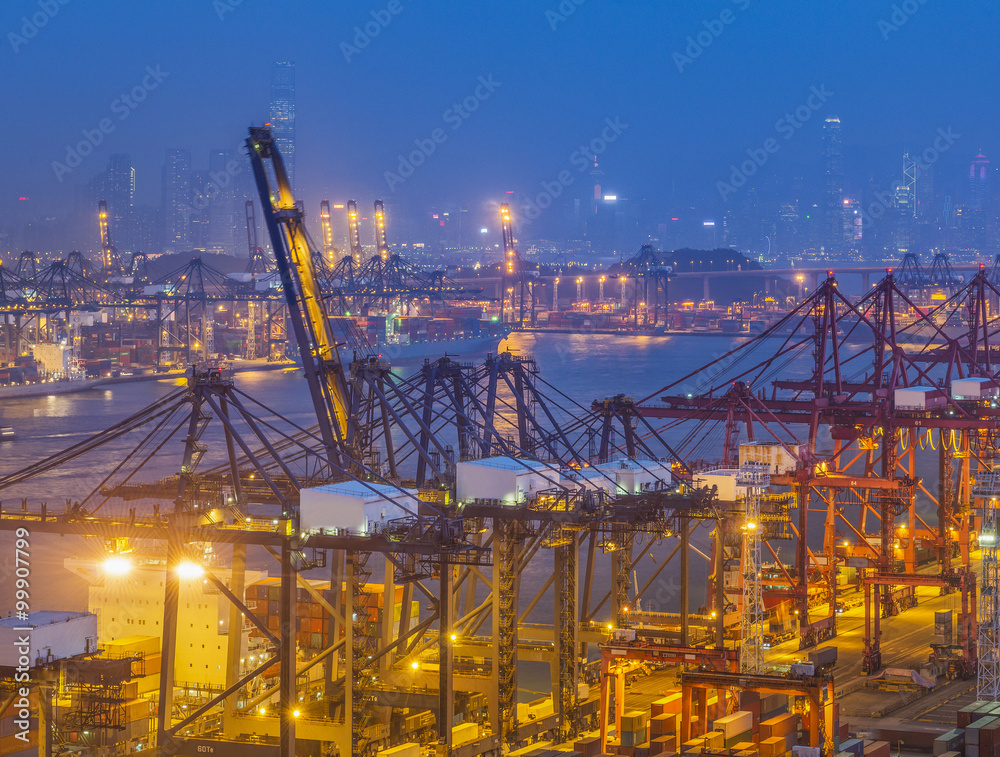 industrial port with containers