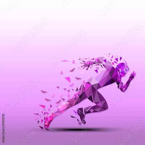 Abstract vector runner. Geometric silhouette