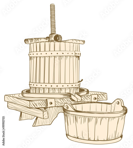 old wine press illustration. vector