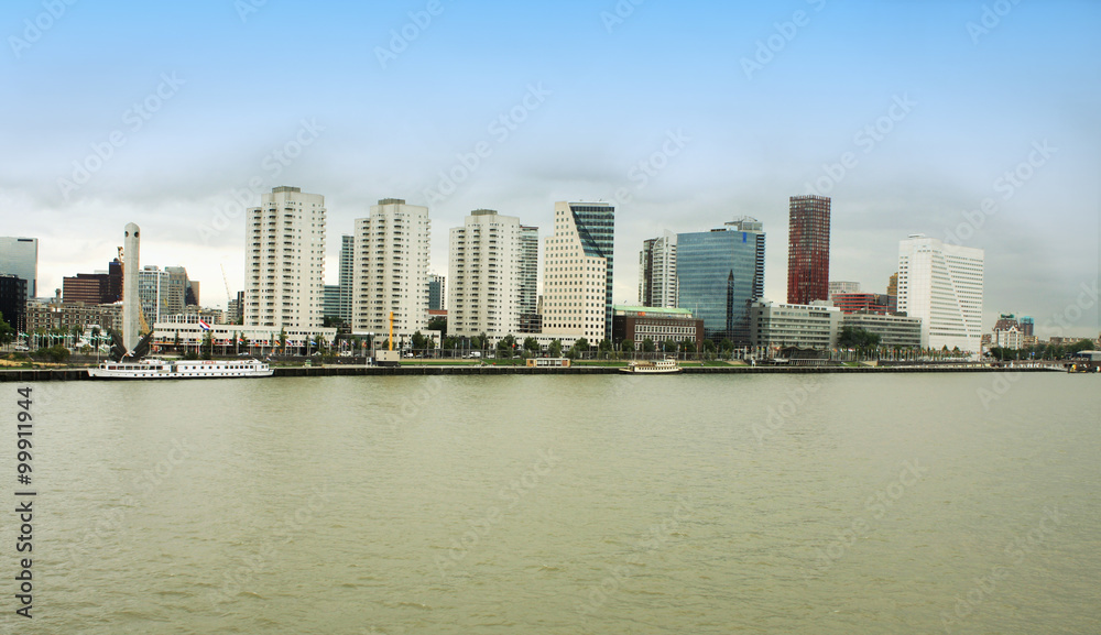 Obraz premium City of Rotterdam downtown skyline by the river in South Holland