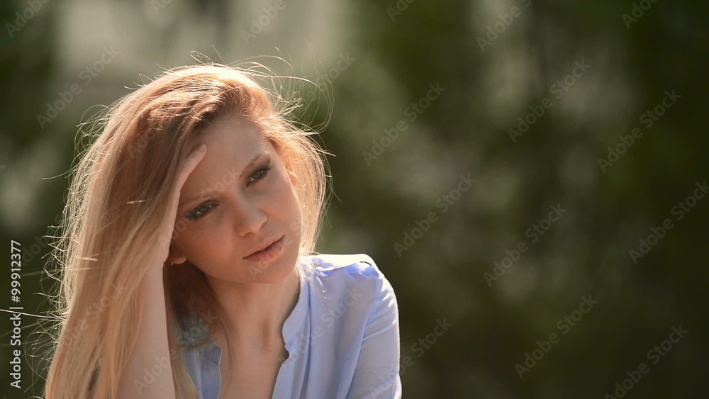 Girl portrait at town park in summer day Girl portrait at town park in summer day