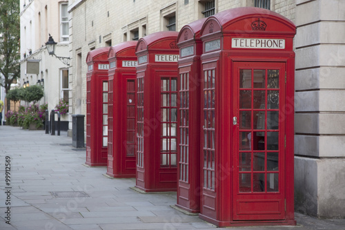 Telephone Boxes near Covent Garden in London  England  UK
