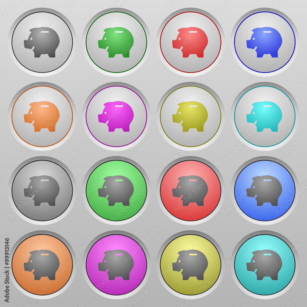 Piggy bank plastic sunk buttons Piggy bank plastic sunk buttons