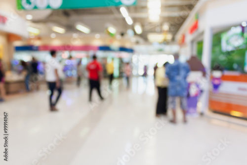 Abstract blurred people walking in shopping center
