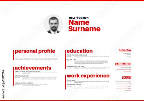 cv / resume template with nice typography