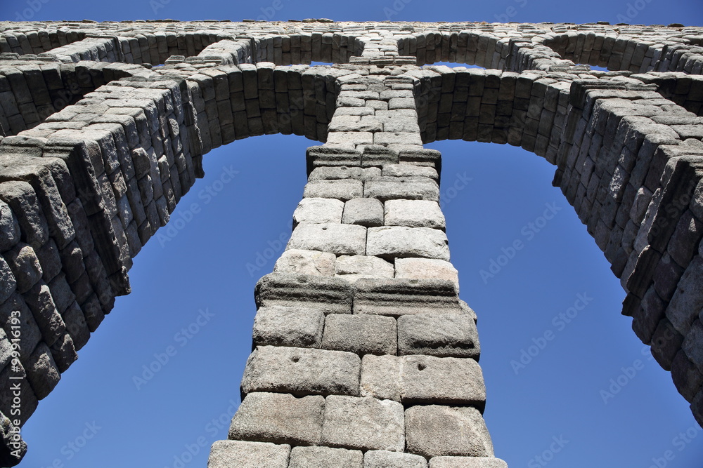 Ancient Roman aqueduct bridge of Segovia, Castilla Leon, Spain
