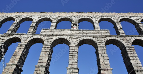 Photo Ancient Roman aqueduct bridge of Segovia, Castilla Leon, Spain