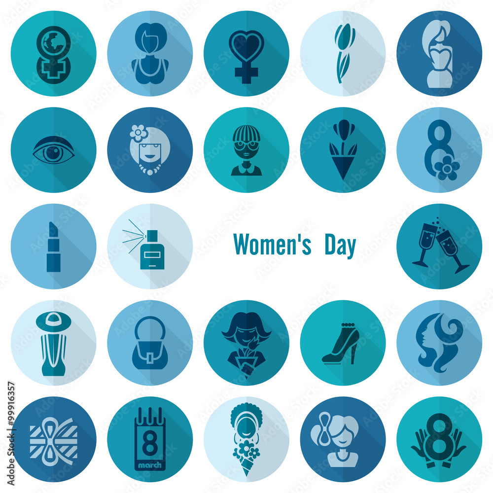 Womans Day Icon Set Womans Day Icon Set
