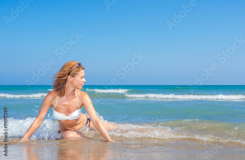 An attractive young woman at the beach