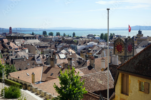 Roofs and lake photo