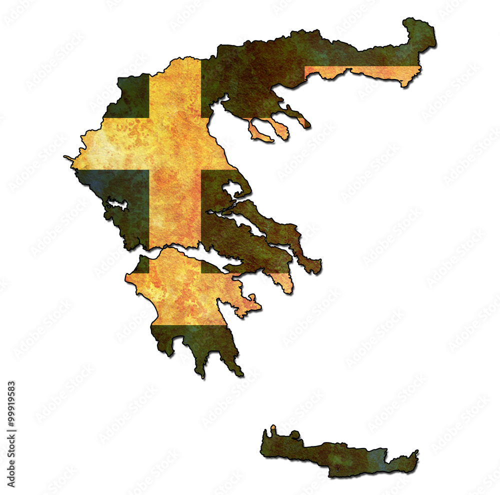 greece territory with flag - obrazy, fototapety, plakaty 