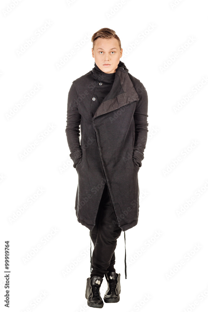 Full length portrait of a happy male fashion man against wall i Full length portrait of a happy male fashion man against wall i