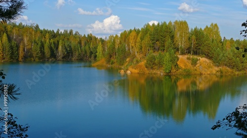 aututmn lake landscape in Ural mountains, 4k
 photo