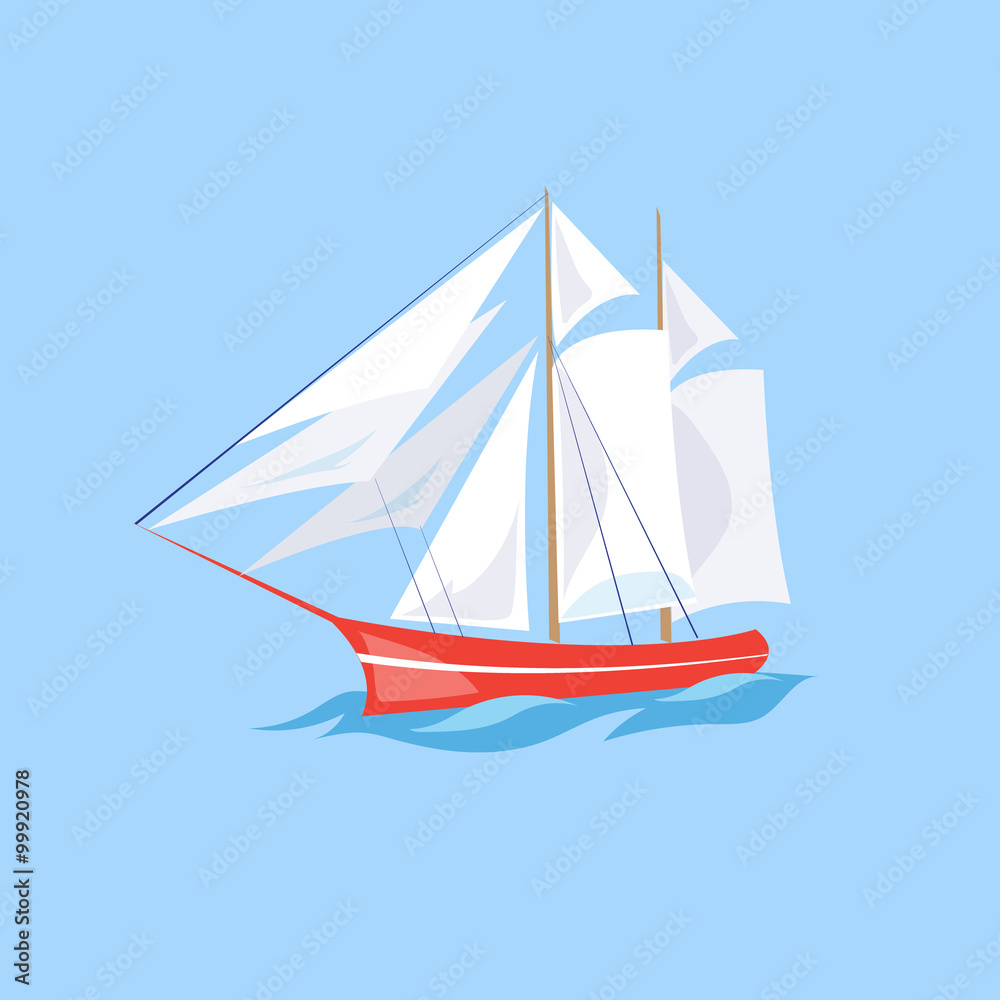 Frigate Ship on the Water. Vector Illustration Frigate Ship on the Water. Vector Illustration