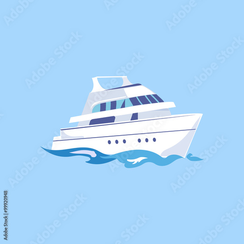 Two-Deck Ship on the Water. Vector Illustration © topvectors