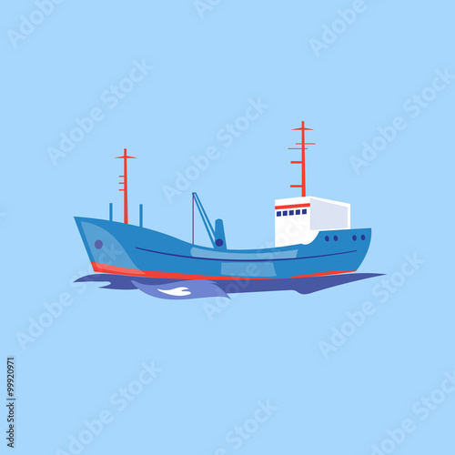 Transportation Ship on the Water. Vector Illustration