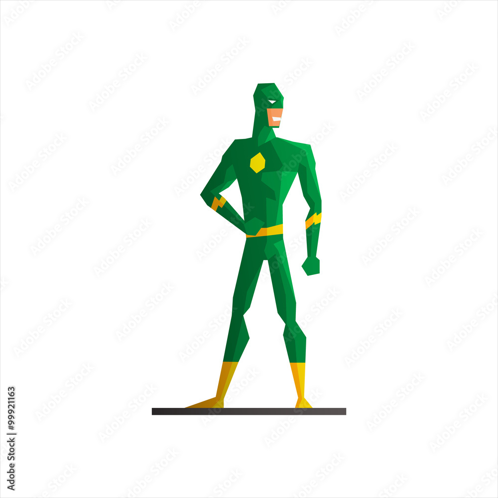 Obraz premium Superhero Wearing Green Suite Vector Illustration