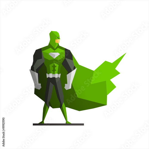 Superhero In Green Suite Vector Illustration photo