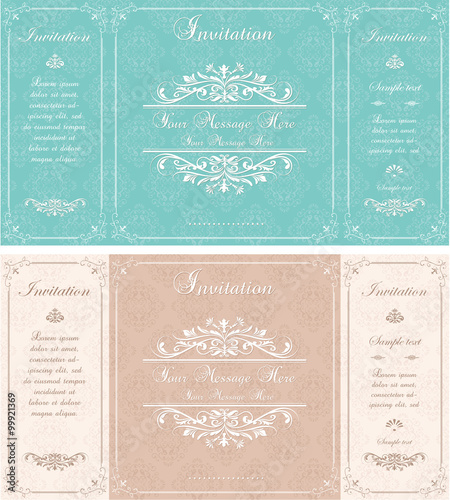 Vintage invitation card with abstract floral background