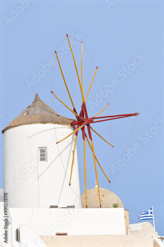 Traditional windmill at Oia, Santorini, Greece