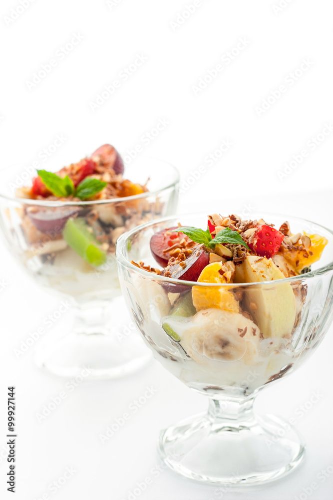 Fruit salad on the white background vertical Fruit salad on the white background vertical