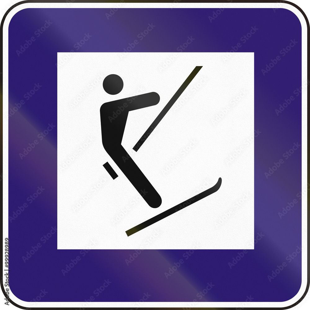 Road sign used in Slovakia - Ski lift Road sign used in Slovakia - Ski lift