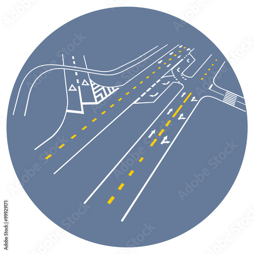 Vector road markings. road junction