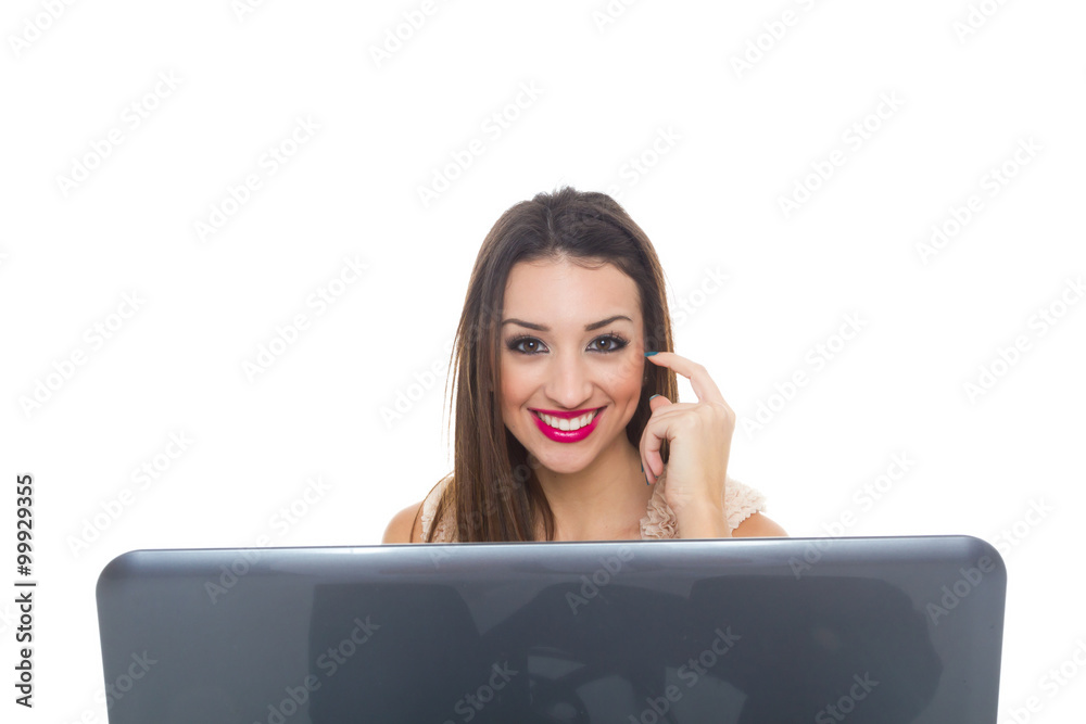 Businesswoman.Girl working at the laptop. Businesswoman.Girl working at the laptop.
