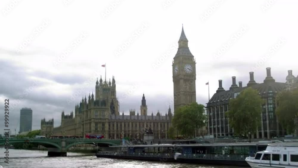 Birds fly over water by Westminster Bridge in London, England. Birds fly over water by Westminster Bridge in London, England.