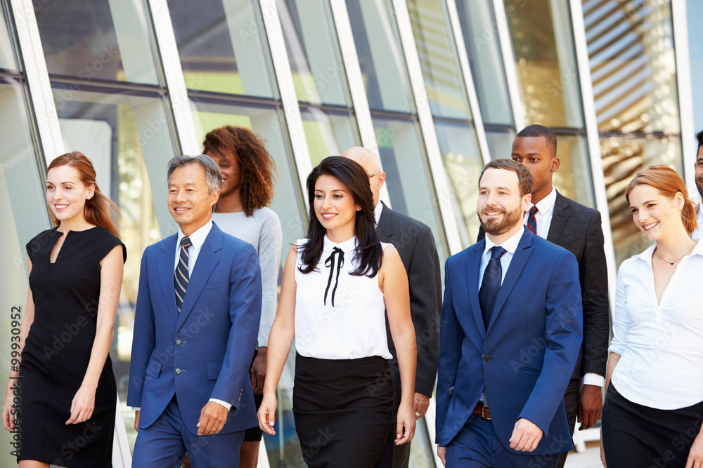 Multi-Cultural Business Team Outside Modern Office Multi-Cultural Business Team Outside Modern Office