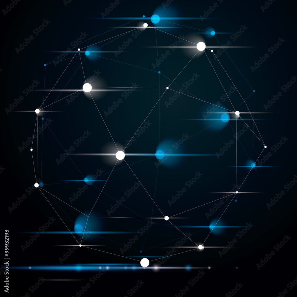 Complicated abstract shine 3D shape, vector digital lattice object Complicated abstract shine 3D shape, vector digital lattice object